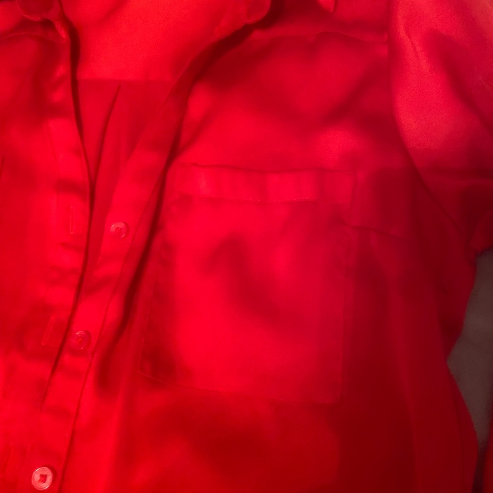 Red EXPRESS button down blouse - Picture 2 of 6